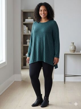 torrid Teal Tunic Crewneck Sweater
